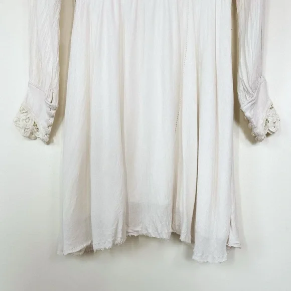 Free People FP One Crocheted Lace Long Sleeve Paige Dress in Ivory size small - Picture 9 of 9